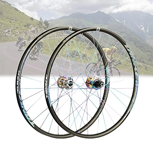 Mountain Bike Wheel : Asiacreate Mountain Bike Wheelset 26 / 27.5 / 29'' MTB Disc Brake Wheels Rims QR Sealed Bearing Hub 7 8 9 10 11 12 Speed Cassette Bicycle Wheel (Color : Colorful, Size : 26'')