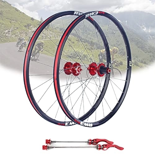 Mountain Bike Wheel : Asiacreate Mountain Bike Wheelset 26 / 27.5 / 29'' Quick Release Wheels 24 Spokes Disc Brake Bicycle Rim Alu Alloy Hub For 7 / 8 / 9 / 10 / 11 Speed Cassette (Color : Red, Size : 26'')