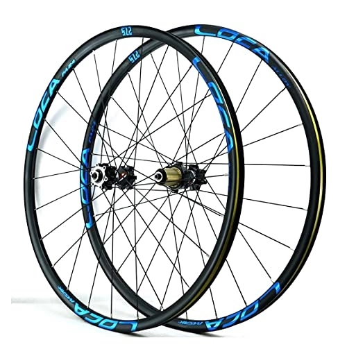 Mountain Bike Wheel : Asiacreate Mountain Bike Wheelset Quick Release Wheel 26 27.5 29'' MTB Wheelset 24H Rim Disc Brake Bicycle Wheel Fit 8-12 Speed Cassette (Color : Blue, Size : 27.5in)