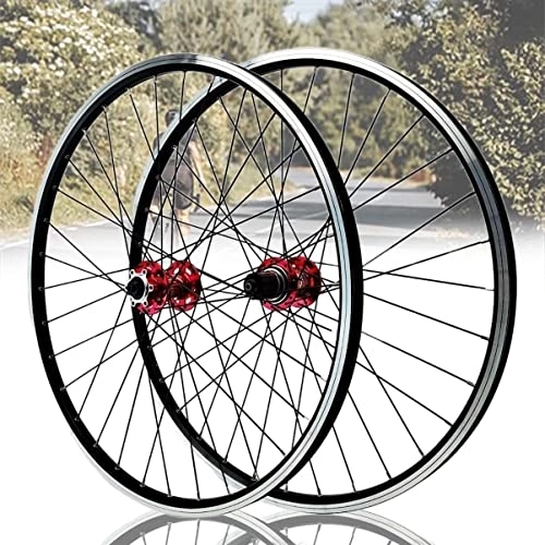 Mountain Bike Wheel : Asiacreate MTB Wheelset 26 / 27.5 / 29 Inch Bicycle Wheel Disc / Rim Brake Quick Release Wheel Double-Layer Aluminum Alloy Rim Fit 8 9 10 11 12 Speed Cassette (Color : Red, Size : 27.5in)