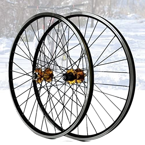 Mountain Bike Wheel : Asiacreate MTB Wheelset 26 / 27.5 / 29 Inch Disc / Rim Brake Mountain Bike Front Rear Wheel 32 Spoke QR Sealed Bearing Hubs Fit 8 9 10 11 12 Speed Cassette (Color : Gold, Size : 29inch)