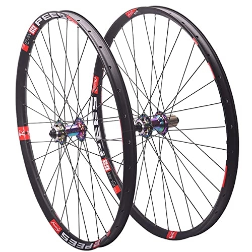 Mountain Bike Wheel : Asiacreate MTB Wheelset 26 / 27.5 / 29 Inch Quick Release Bicycle Wheel 32H Rim Sealed Bearing Hub Mountain Bike Front & Rear Wheel For 7-12 Speed Cassette (Color : Colorful, Size : 27.5'')