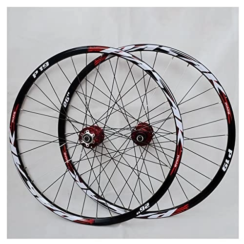 Mountain Bike Wheel : Asiacreate MTB Wheelset 26 27.5 29er Quick Release Disc Brake Wheels 24H Double Wall Rim Bicycle Wheelset Fit 7-11 Speed Cassette (Color : Red, Size : 27.5'')