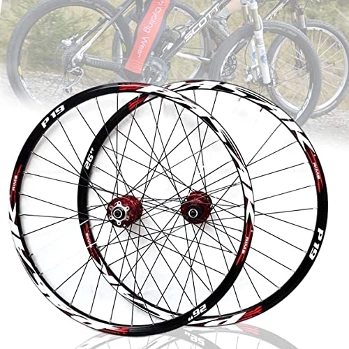 Mountain Bike Wheel : Asiacreate MTB Wheelset 26 / 27.5'' 29in QR Wheels Disc Brake 32H Double Layer Alu Alloy Rim Bicycle Wheelset Fit 7 / 8 / 9 / 10 / 11 Speed Cassette (Color : Red, Size : 29inch)