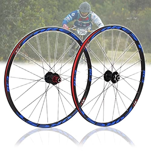 Mountain Bike Wheel : Asiacreate MTB Wheelset 26 / 27.5 Inch Disc Brake Bicycle Front Rear Wheel 24 Spoke Mountain Bike Rims 8 9 10 11 Speed Cassette QR Sealed Bearing Hubs (Color : BLUE, Size : 26'')