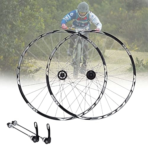 Mountain Bike Wheel : Asiacreate MTB Wheelset 26 Inch Disc Brake Mountain Bike Rims 28 Spoke QR Bicycle Front Rear Wheel Sealed Bearing Hub 7 8 9 10 11 Speed Cassette (Color : Black, Size : 26'')