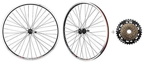 Mountain Bike Wheel : Bicycle Mountain Bike 26 inch Double Wall Rims MTB Wheelset 26" 6 Speed with Compatible with Shimano MF-TZ500-6 14-28T Freewheel - Front & Back Wheels