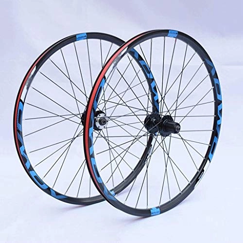 Mountain Bike Wheel : Bicycle Wheel Set 26" / 27.5" / 29" For Mountain Bike Double Wall Rims Disc Brake 8-10 Speed Card Hub Quick Release 32H (Color : Blue, Size : 29in)