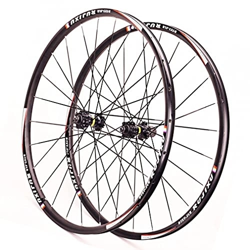 Mountain Bike Wheel : Bicycle Wheels 26 / 27.5 / 29 Inch Mountain Bike Wheelset Aluminum Alloy Rim 24H Hub Quick Release Disc Brake MTB Wheel Set Fit 7-11 Speed Cassette 1900g (Color : Black, Size : 29 in) (Black 26 in)