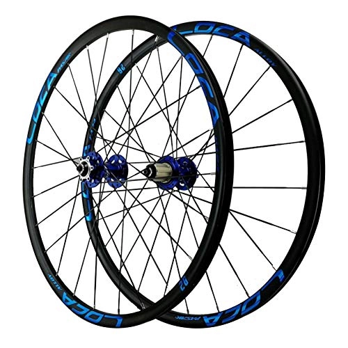 Mountain Bike Wheel : Bicycle Wheelset, 24 Holes Quick Release Mountain Bike 8 / 9 / 10 / 11 / 12 Speed Disc Brakes Cycling Wheelsets 27.5in (Color : Blue, Size : 27.5inch)