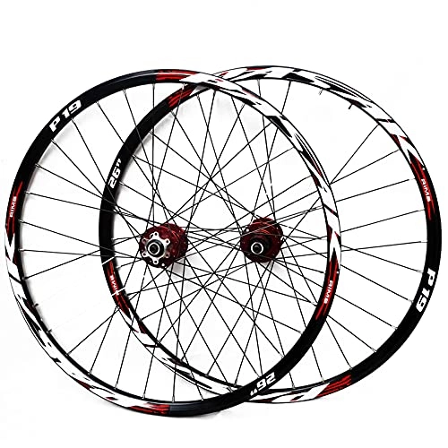 Mountain Bike Wheel : Bicycle Wheelset, 26 / 27.5 / 29 Inch Mountain Bike Double Walled 32H Rim Aluminum Alloy Cycling Wheel Set Disc Brake Quick Release, C, 26‘’