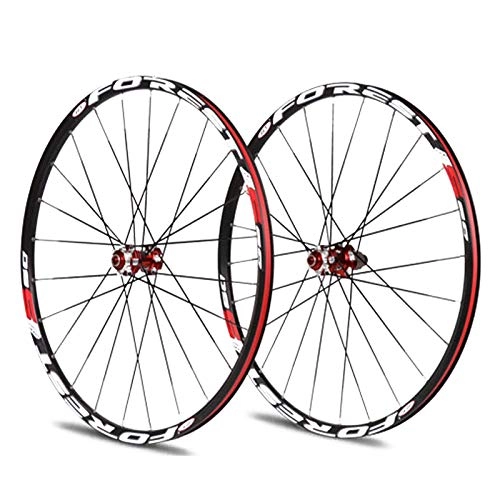 Mountain Bike Wheel : Bicycle Wheelset 26 27.5 Inch, Double-Walled Aluminum Alloy Bicycle Wheels Disc Brake Mountain Bike Wheel Set Quick Release 7 / 8 / 9 / 10 / 11 Speed, Red, 27.5