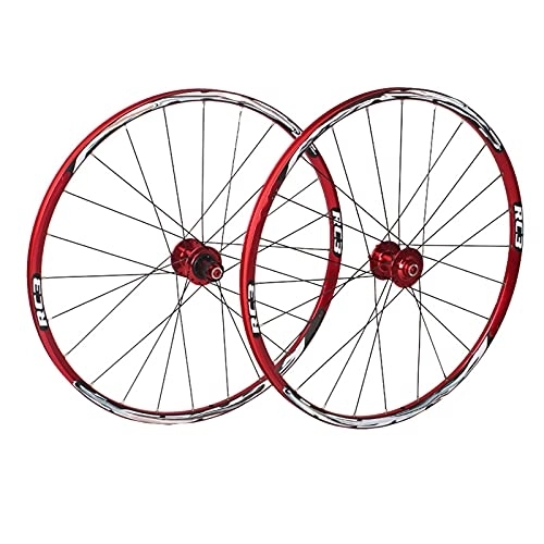 Mountain Bike Wheel : Bicycle Wheelset 26 / 27.5 Inch, Double Walled Rim Quick Release Wheel Set Disc Brake Palin Bearing Mountain Bike-24 Perforated Disc 8 / 9 / 10 Speed, B, 26 in