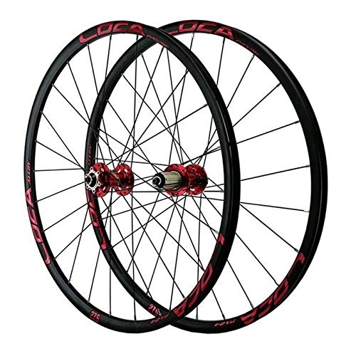 Mountain Bike Wheel : Bicycle Wheelset 26 27.5 Inch Mountain Bike Wheelset MTB Bicycle Wheels Quick Release Ultra Light Alloy Rim Flat Spoke 8-12 Speed Cassette Hub Disc Brake (Color : Red Hub red label, Size : 26inch)