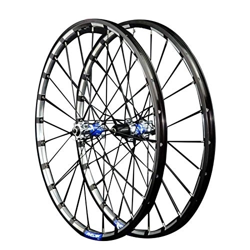 Mountain Bike Wheel : Bicycle Wheelset 26 / 27.5in Bike Wheelset, Double Wall 24 Holes Quick Release Mountain Bike MTB Rim Rear Wheel Bicycle (Color : Blue, Size : 27.5in)