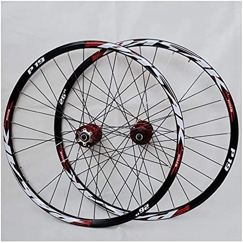 Mountain Bike Wheel : Bicycle Wheelset 26 inch 27.5" MTB Rim Double Wall Alloy Bike Wheel 29er Hybrid / Mountain Compatible 7 / 8 / 9 / 10 / 11 Speed (Color : Red, Size : 29 inch)