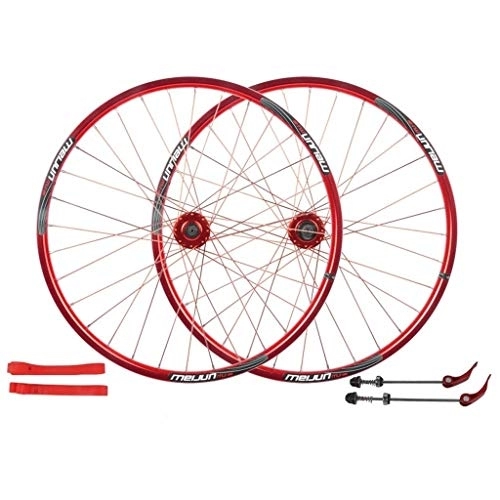 Mountain Bike Wheel : Bicycle Wheelset 26 Inch Bike Wheelset, Cycling Wheels Mountain Bike Disc Brake Wheel Set Quick Release Palin Bearing 7 / 8 / 9 / 10 Speed (Color : Red, Size : 26INCH)