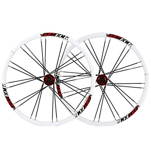 Mountain Bike Wheel : Bicycle Wheelset 26 Inch Mountain Bike Wheelset MTB Double Wall Alloy Rim Quick Release Cassette Hub Sealed Bearing Disc Brake 24 Hole 7 8 9 10 Speed (Color : A)