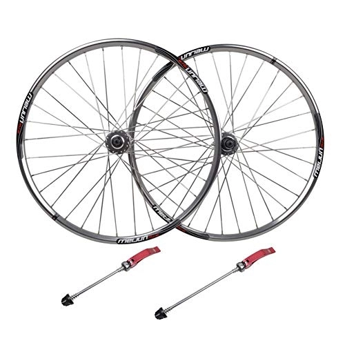 Mountain Bike Wheel : Bicycle Wheelset 26 Inch Silver Wheelset, Mountain Bike Disc Brake Wheel Polished Flat Spokes Alloy Hub Quick Release