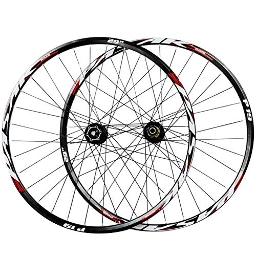 Mountain Bike Wheel : Bicycle Wheelset 29-inch Bike Wheels, Double Wall Disc Brakes 7-11 Speed Mountain Bicycle Wheel Set 15 / 12MM Barrel Shaft (Color : Black, Size : 29in / 20mmaxis)