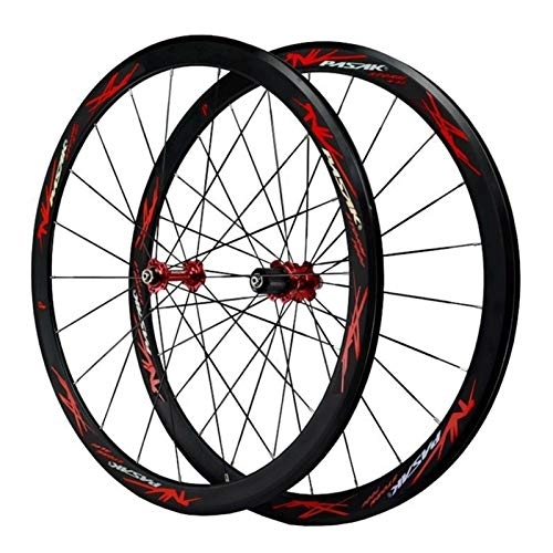 Mountain Bike Wheel : Bicycle Wheelset Bicycle Wheel 700c, Cycling Wheels Aluminum Alloy Double-decker Mountain Bike Rim Quick Release C Brake / V Brake 7 / 8 / 9 / 10 / 11 / 12 Shift Wheel (Color : Red)