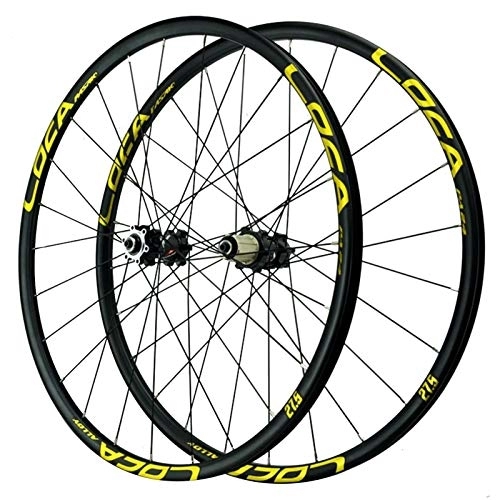 Mountain Bike Wheel : Bicycle Wheelset Bike Wheelset, Quick Release Wheels Mountain Bike 26 / 27.5 / 29 Inch Straight Pull 4 Bearing Disc Brake Wheel (Color : Yellow, Size : 29IN)