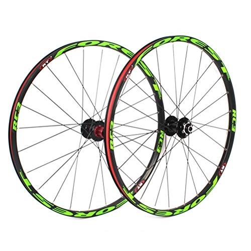 Mountain Bike Wheel : Bicycle Wheelset Mountain Bike Wheelset 26 / 27.5 Inch Disc Brake Bicycle Wheel Double Wall Alloy Rim Sealed Bearing Disc Brake QR 8-11 Speed (Color : Yellow, Size : 27.5in)