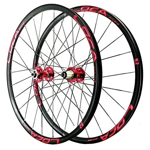 Mountain Bike Wheel : Bicycle Wheelset Mountain Bike Wheelset 26 / 27.5 Inch Double Wall Alloy Rim Disc Brake Sealed Bearing 6 Pawl Quick Release 8 9 10 11 12 Speed (Color : Red, Size : 26in)