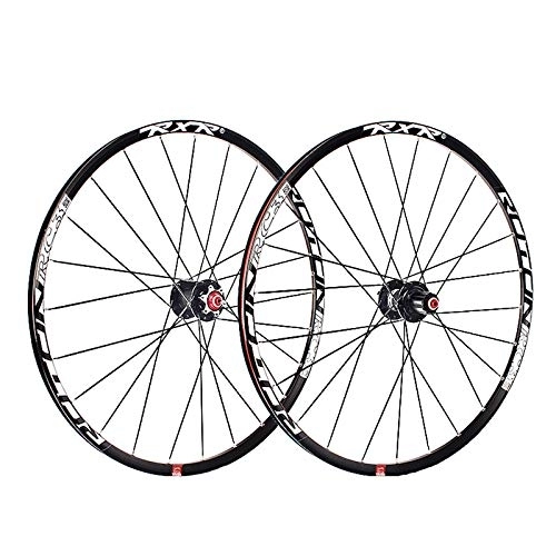 Mountain Bike Wheel : Bicycle Wheelset Mountain Bike Wheelset 27.5 Double Wall Alloy Rim Disc Brake Carbon Fiber Hub Quick Release 5 Palin Bearing 7 8 9 10 11 Speed 24H (Color : Black)