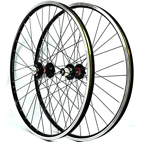 Mountain Bike Wheel : Bicycle Wheelset Mtb Wheelset 26" 27.5" 29" Quick Release Disc / v Brake High Strength Aluminum Alloy 32h Mountain Bike Wheels Suitable 7 / 8 / 9 / 10 / 11 / 12 Speed Cassette ( Color : Black , Size : 27.5inch )