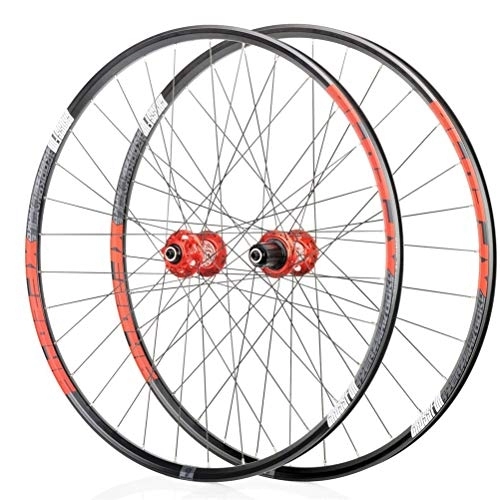 Mountain Bike Wheel : Bike Wheel 26 27.5 29 Inch Bicycle Wheelset MTB Double Wall Alloy Rim 18.5Mm QR Disc Brake Front And Rear 8 9 10 11 Speed, Red, 29 inch