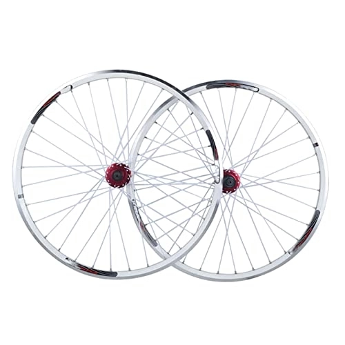 Mountain Bike Wheel : Bike Wheelset 26, Double Wall MTB Mountain Bike Sealed Bearings Hub V-Brake Hybrid / Disc Brake 9 / 10 / 11 Speed, White