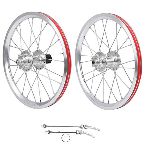 Mountain Bike Wheel : Bike Wheelset, Aluminium Alloy Mountain Bike Motocross Wheelset 16in 305 Disc Brake 11 Speed 6 Nail Bearing Compatible for V brake(Silver)