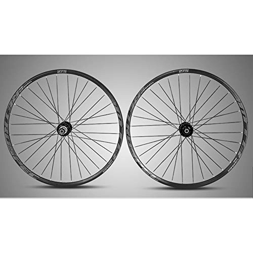 Mountain Bike Wheel : BIKERISK MTB Bicycle Aluminum Double-Layer Bicycle Ring Four Palin 32 Hole Round Spokes 27.5" Mountain Wheel Group Off-Road Riding Support 8-9-10-11 Speed Card Flywheel, Black