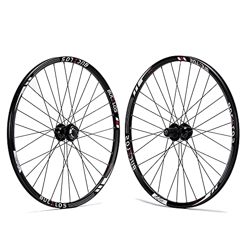 Mountain Bike Wheel : BUCKLOS Mountain Bike Wheelset 26 / 27.5 / 29 Inch, Aluminum Alloy Rim 32H Disc Brake MTB Wheelset, Quick Release Front Rear Wheels Black Bike Wheels, Fit 7-11 Speed Cassette Bicycle Wheelset