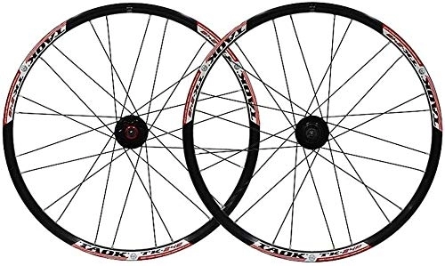 Mountain Bike Wheel : BUYAOBIAOXL Wheels Mountain Bike Wheelset Bike Wheel Set 24" MTB Wheel Double Wall Alloy Rim Tires 1.5-2.1" Disc Brake 7-11 Speed Palin Hub Quick Release 24H (Color : Red-B)
