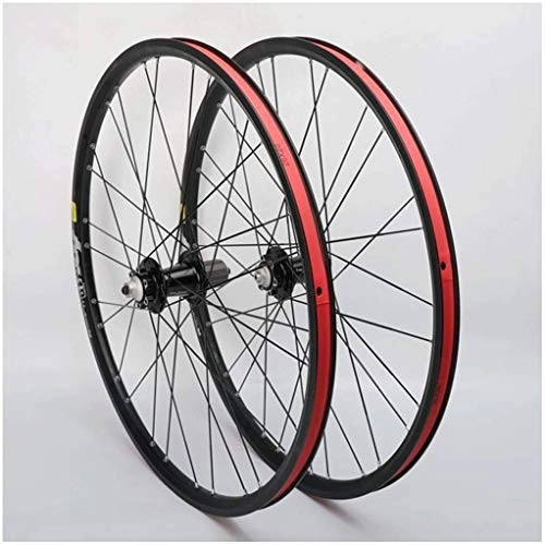 Mountain Bike Wheel : BZLLW Bike Wheel, Disc Brake Aluminum Alloy Wheels, 26Inch Mountain Bike Wheels Double Wall Rims Disc Brake MTB Bicycle Wheel Set Cassette Hub Sealed Bearing QR (Color : B-black)