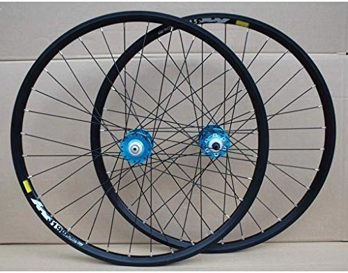 Mountain Bike Wheel : BZLLW Bike Wheel, Mountain Bike Wheel Set, Bike Wheelset 27.5 Inch Double Layer MTB Rim Disc Brake Bicycle Wheels Quick Release 8-10 Speed Cassette Flywheel 32H (Color : Blue)