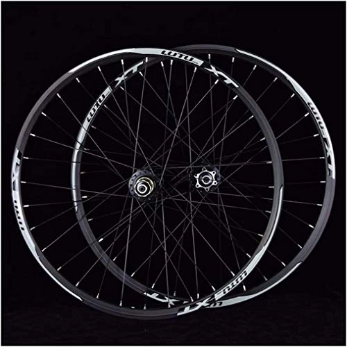 Mountain Bike Wheel : BZLLW Bike Wheel, MTB Bicycle Wheelset 26 27.5 29inch Mountain Bike Wheel Double Layer Alloy Rim Sealed Bearing 7-11 Speed Cassette Hub Disc Brake 1100g QR 24H (Color : Black, Size : 27.5inch)