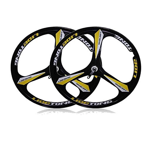Mountain Bike Wheel : CAISYE Mountain Bike Rim 26 Inch Magnesium Alloy One Wheel Bicycle Set Disc Brake Accessories 26-Inches Bikes Wheels with Bearing Hubs Integrally Wheelset, Yellow, Two rounds
