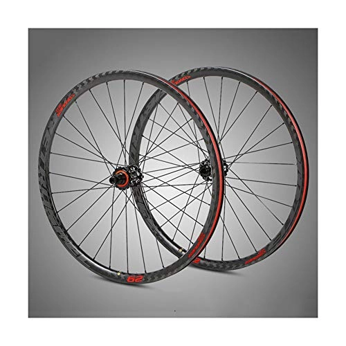 Mountain Bike Wheel : Carbon fiber 27.5 / 29" Wheel Mountain Bike Four Palin Carbon fiber Hubs , Support for 11, 12 Speed XD flywheel and Reflective logo Disc Brake Only Wheels, XC Only rims (27.5 / 29" Front Rear), Red, 29