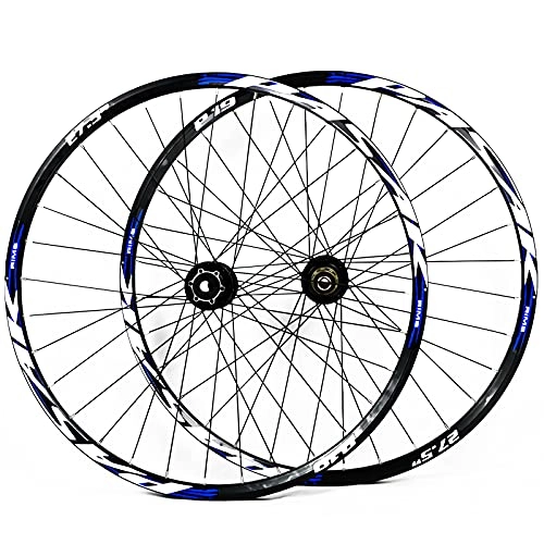 Mountain Bike Wheel : CAREXY Cycling Wheel Set, MTB Front Rear Wheels Quick Release / Thru Axle Sealed Bearing 32H Wheels Rim Bike Parts Replacement 8 / 9 / 10 / 11 / 12 Speed, Blue, 27.5 inch