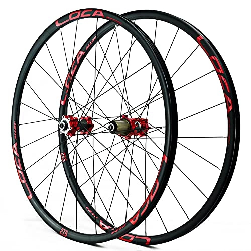 Mountain Bike Wheel : CAREXY MTB Wheelset, 26 / 27.5 / 29 Inch Cycling Double Walled Aluminum Alloy Rim Bicycle Wheelset 6 Nail QR Disc Brake 12 Speed Cassette, Red, 26‘’