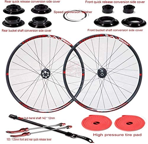 Mountain Bike Wheel : CDFC MTB Bicycle Wheel 26" Mountain Bike Wheelset Double Walled Alloy Rim Disc Brake 8-12 Speed Cassette Hub Sealed Bearing, B