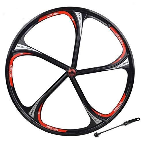 Mountain Bike Wheel : CDSL Mountain Bike Wheel Set 26 Inch 5-spoke Mountain Bike Integrated Wheel Disc Brake Magnesium Alloy Wheel, Black (Size : Front Wheel)