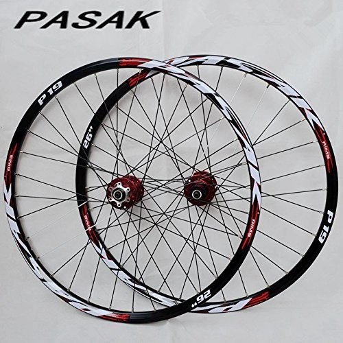 Mountain Bike Wheel : Celtics 26 / 27.5 / 29 MTB mountain bike bicycle CNC hollow front 2 rear 4 sealed bearings hub 26 disc wheels wheelset (26" red color 1 set)