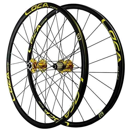 Mountain Bike Wheel : CHICTI 26 / 27.5 / 29in Cycling Wheels, Bicycle Wheelset Mountain Bike First 2 / last 4 Bearings Disc Brake 7 / 8 / 9 / 10 / 11 / 12 Speed Outdoor (Color : Yellow, Size : 29in)