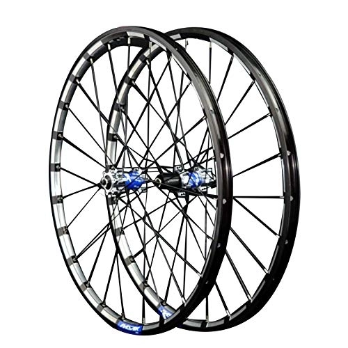 Mountain Bike Wheel : CHICTI 26 / 27.5in Bike Wheelset, Double Wall 24 Holes Quick Release Mountain Bike MTB Rim Rear Wheel Bicycle Outdoor (Color : Blue, Size : 27.5in)