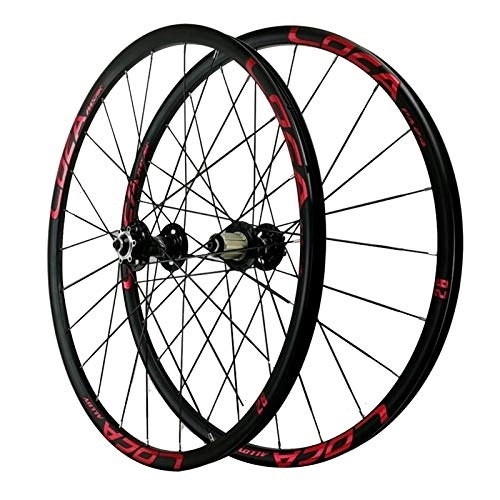 Mountain Bike Wheel : CHICTI Bike Wheelset, 26 Inch Cycling Wheels Mountain Bike 4 Bearing 8 / 9 / 10 / 11 / 12 Speed Quick Release Wheel Outdoor (Color : Red, Size : 26IN)