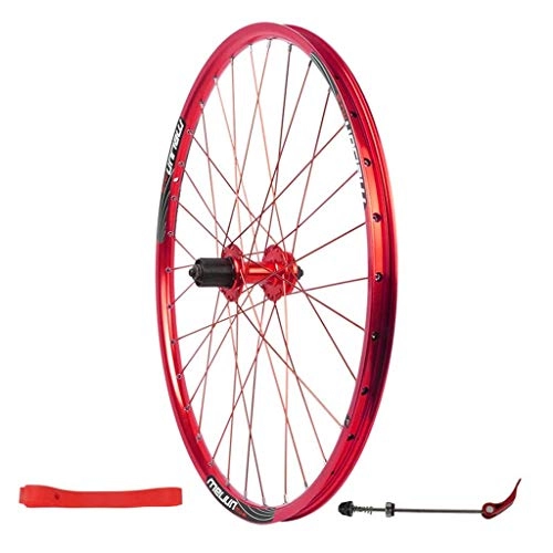 Mountain Bike Wheel : CHP 26 Inch Bike Rear Wheel Double Wall Alloy Bicycle Rim MTB Quick Release Disc Brake 7 8 9 10 Speed 1162g 32 Hole (Color : Red)
